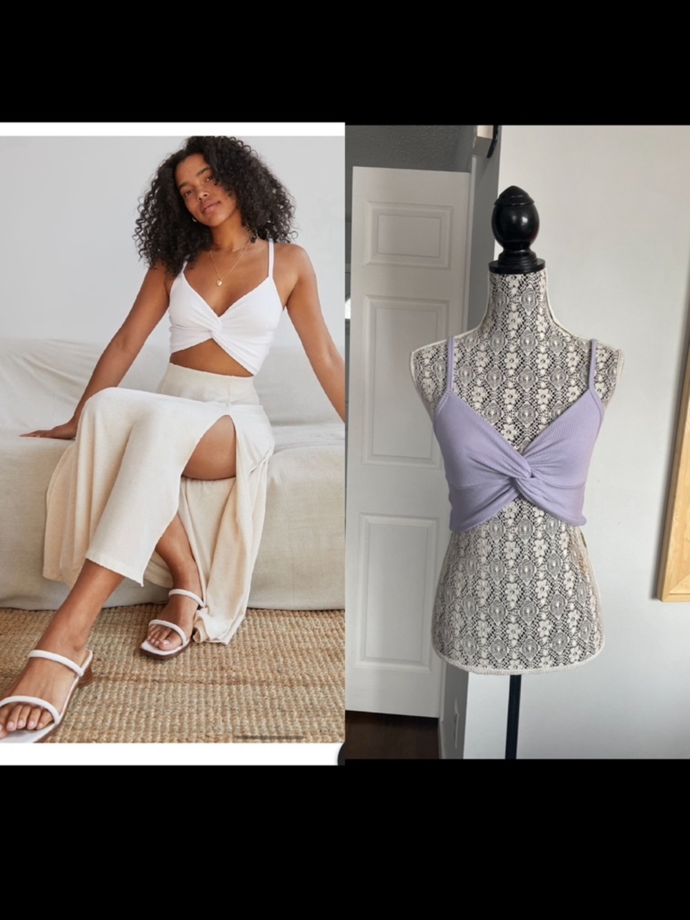 NWT Aritzia Knot Front Stretchy Rib Knit Bay Cropped Cami Tank Top. Small.